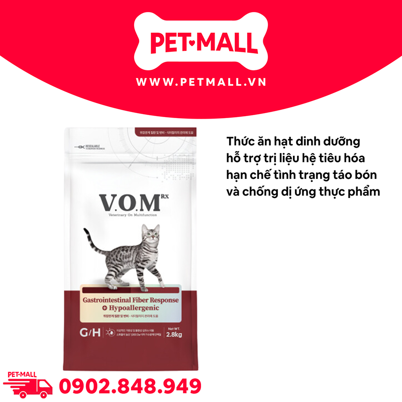2.8KG - Thức ăn mèo VOM Gastrointestina.l Fibe.r Respons.e Hypoallergeni.c GH - Chăm sóc sức khỏe hệ tiêu hoá, chống dị ứng Petmall