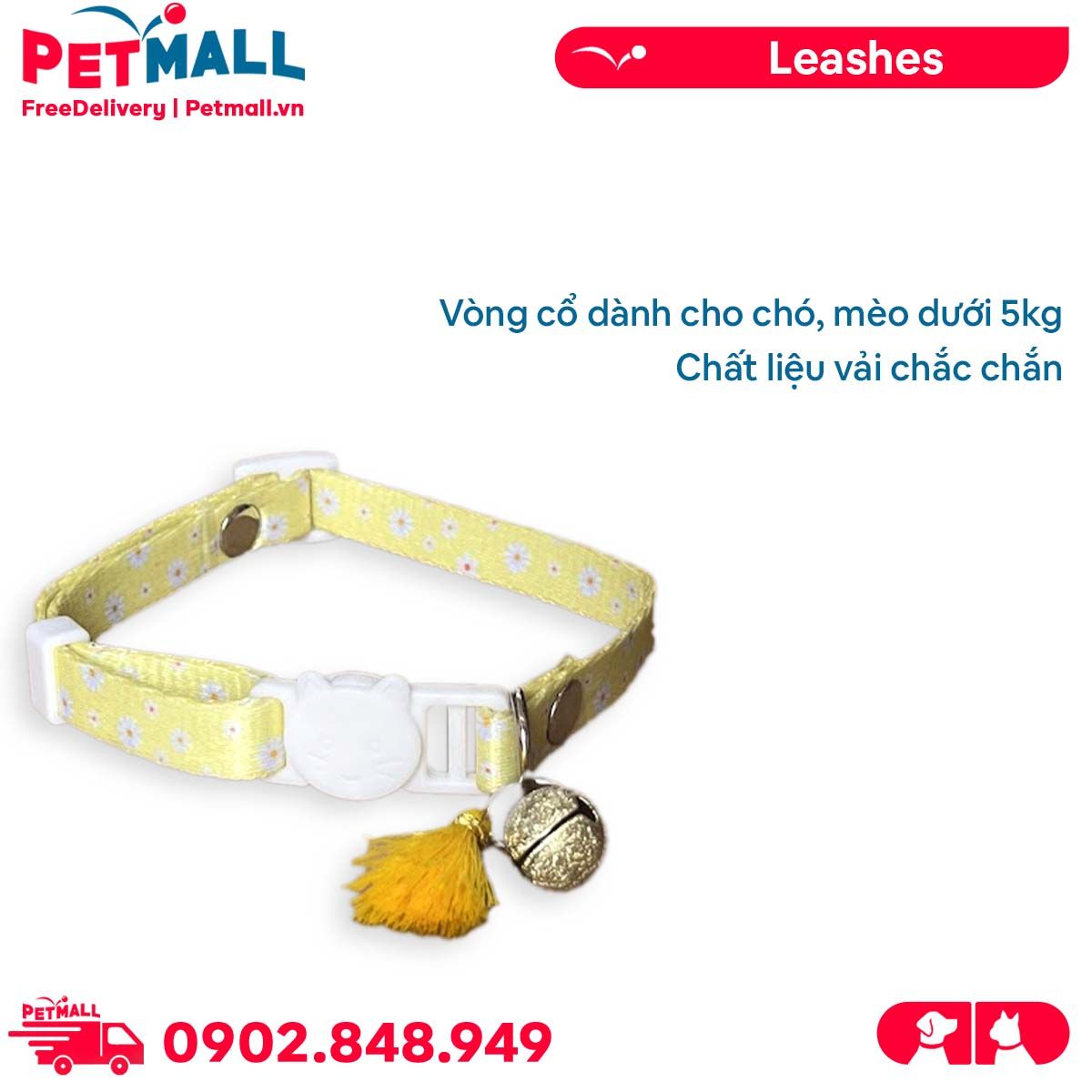 Vòng cổ Sonice Lucky Collar 5kg - 1cm Hoa vàng Petmall