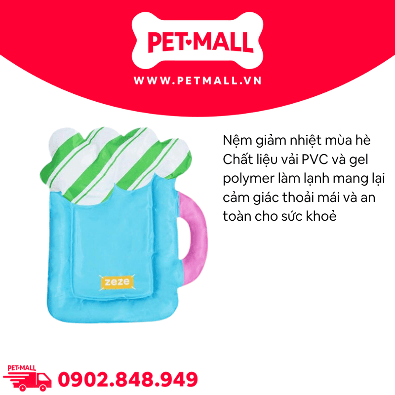 Nệm nước SONICE Zeze Freeze Bedding Size L | 80x67cm - Có gel lạnh, làm mát mùa hè Petmall