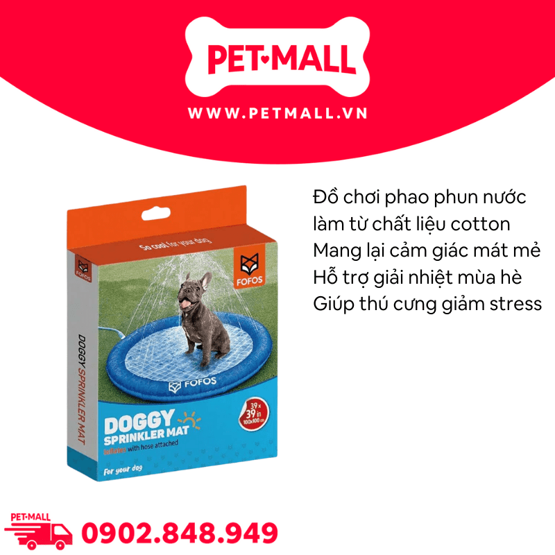 Đồ chơi FOFOS Doggy Sprinkler Mat Size 100x100cm - Giải nhiệt mùa hè, hỗ trợ hoạt động ngoài trời Petmall