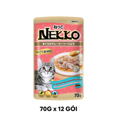 Hộp 12 Gói 70g - Pate mèo NEKKO GRAVY Tuna & Shrimp - Cá ngừ và Tôm Petmall