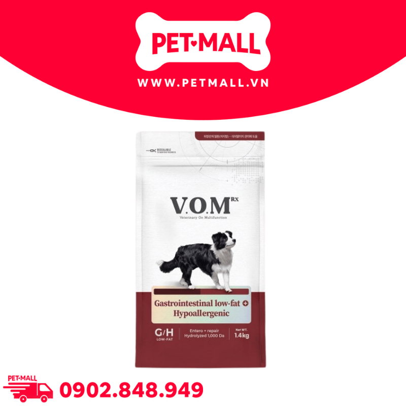1.4KG - Thức ăn chó VOM RX Gastrointestin.a Low-Fat + Hypoallergeni.c GH - Chăm sóc sức khỏe cho hệ tiêu hoá và chống dị ứng Petmall