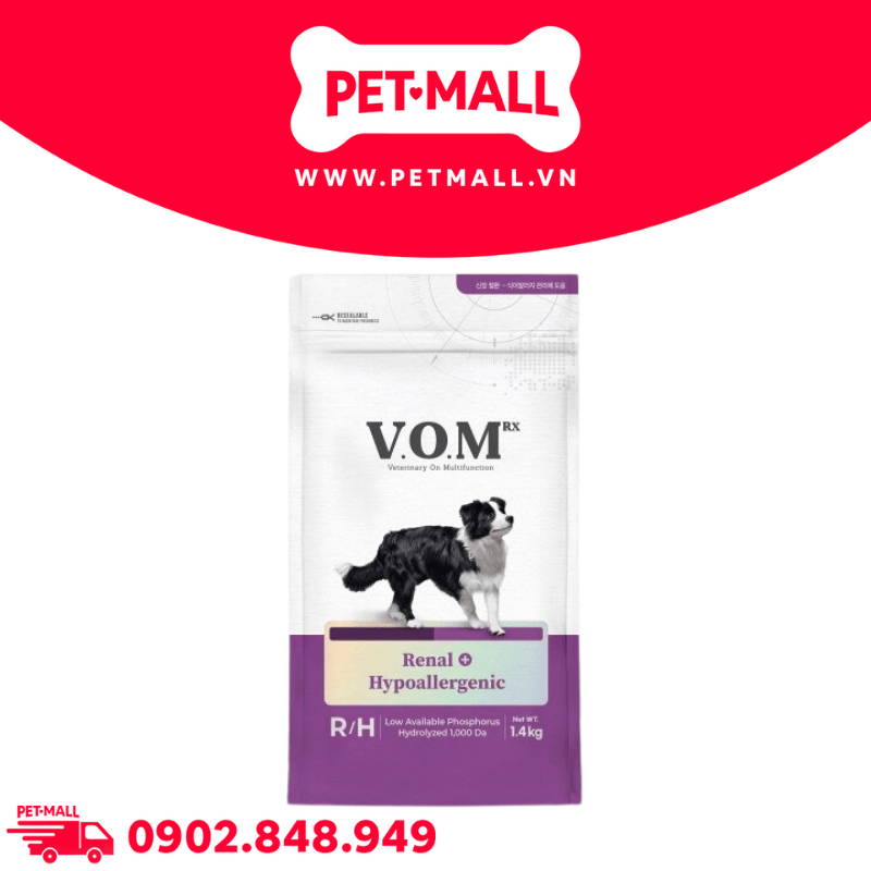 1.4KG - Thức ăn chó VOM Rena.l+Hypoallergeni.c RH - Chăm sóc sức khỏe cho thận và chống dị ứng Petmall