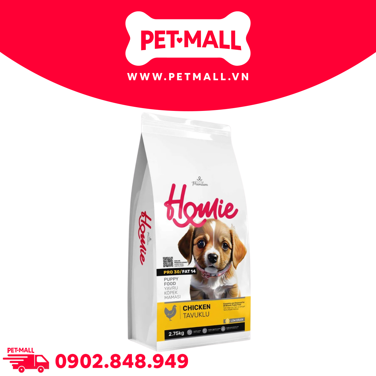 Thức ăn chó Homie Puppy Dog - Chicken 2.75kg - Chó con vị gà Petmall