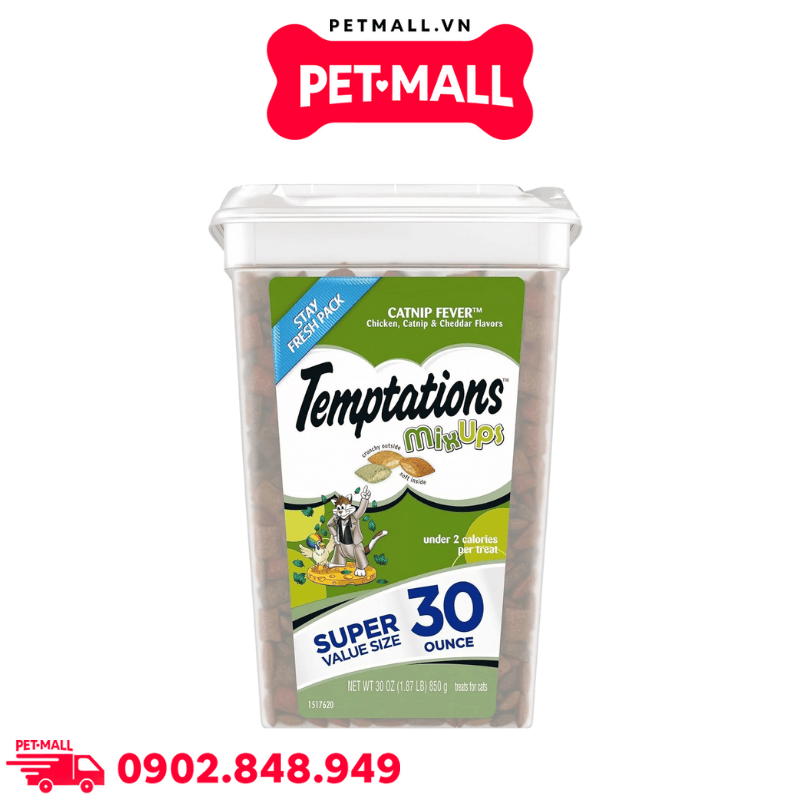 Treats mèo Temptations Mixups Chicken, Catnip & Cheddar flavors 850g - vị gà, catnip & phô mai Petmall