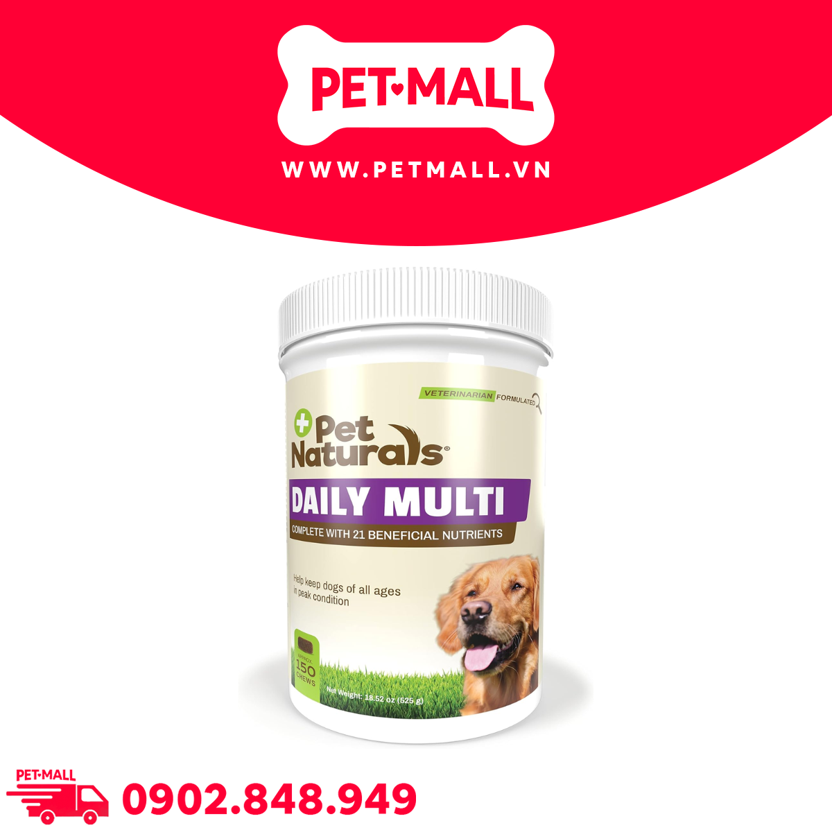 Viên nhai Pet Naturals Daily Multi for Dogs 525g - 150 chews - Bổ sung khoáng chất, vitamin tổng hợp cho Chó Petmall