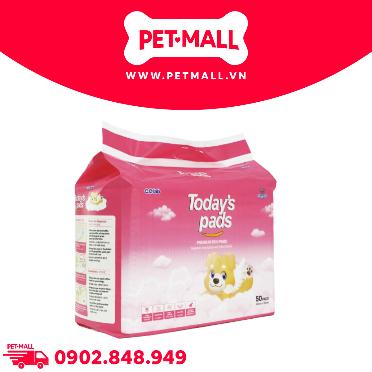 Tấm lót vệ sinh Today’s pads 40x50cm - 50 tấm Petmall