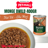 Combo 6 Lon 400G - Pate MONGE Bwild Grain Free - Vị Thịt Vịt, Bí Đỏ, Bí Xanh lon cho Chó lớn Petmall
