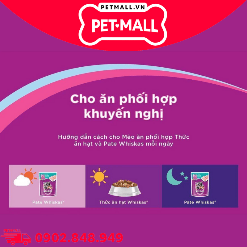 Combo 48 Gói 80G - Pate mèo WHISKAS 80g - Mix vị Petmall