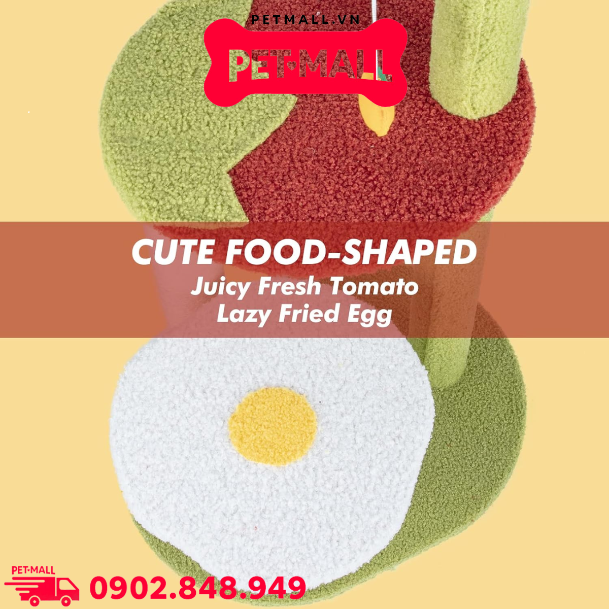 Trụ cào SONICE Egg and Tomato Cat Tree Scratcher Toys Size 48 x 48 x 115 cm - 4 tầng hình trứng và cà chua Petmall