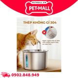 Máy cho uống nước tự động Oneisall Stainless Steel Pet Fountain PWF 001 - 2L Petmall