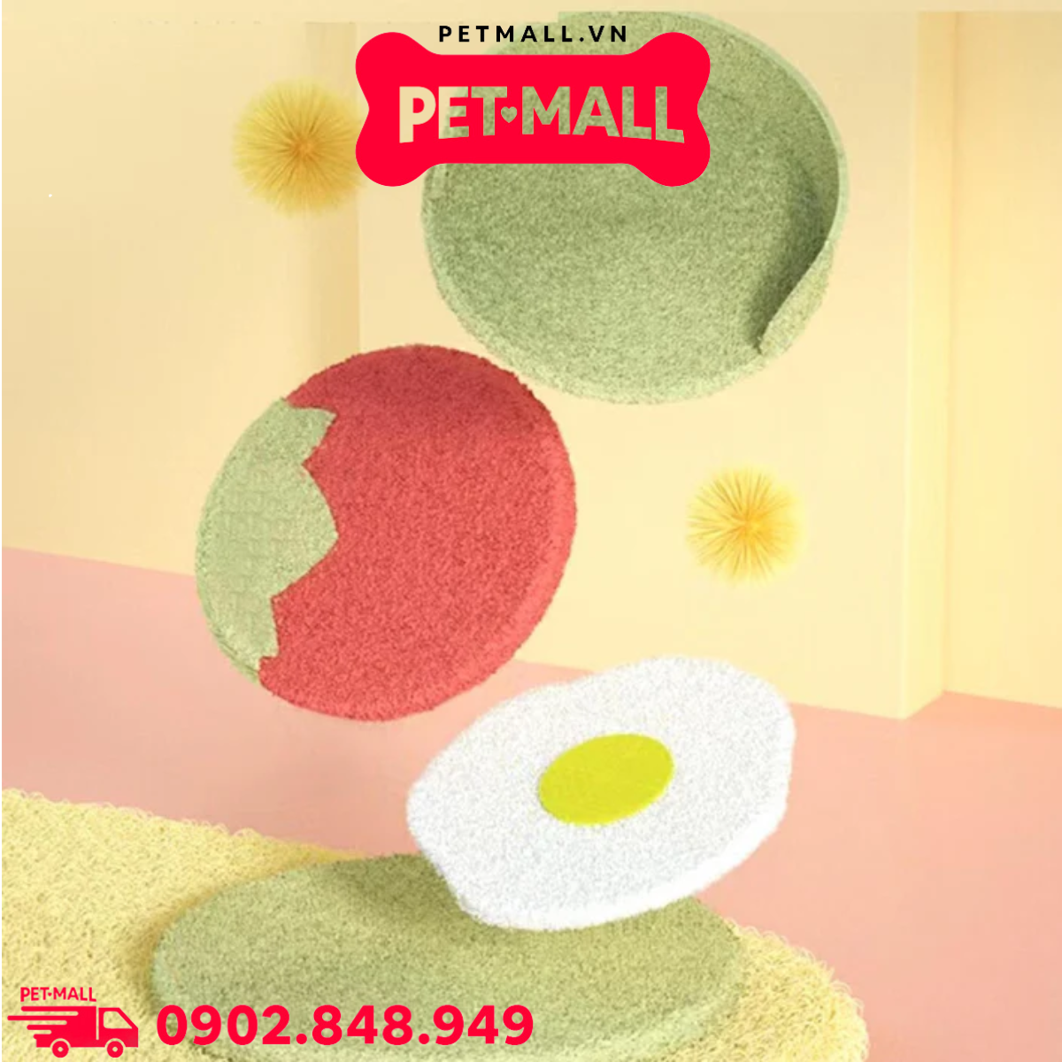 Trụ cào SONICE Egg and Tomato Cat Tree Scratcher Toys Size 62 x 48 x 126 cm - 6 tầng hình trứng và cà chua Petmall