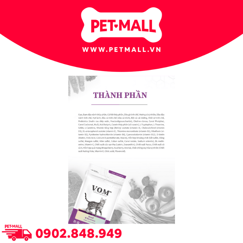 1.4KG - Thức ăn mèo VOM Renal + Recovery RR - Chăm sóc sức khỏe cho thận và phục hồi cơ thể Petmall