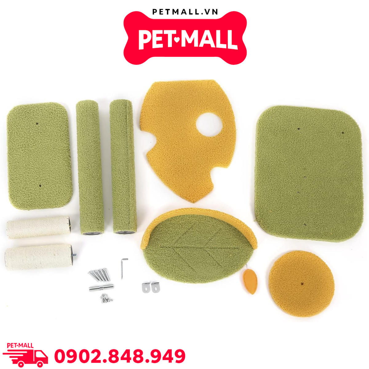 Trụ cào SONICE Yellow and Green Cat Tree Scratcher Toys Size 46 x 36 x 75 cm - 4 tầng màu xanh, vàng Petmall