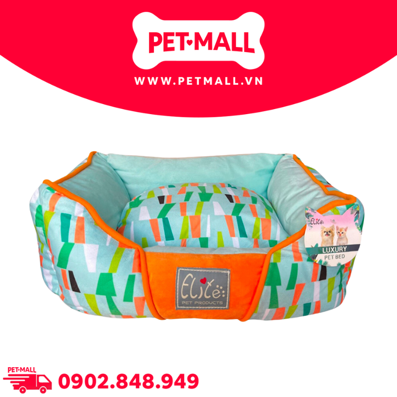 Nệm thú cưng Elite Blue-Orange Size 47x42x17cm