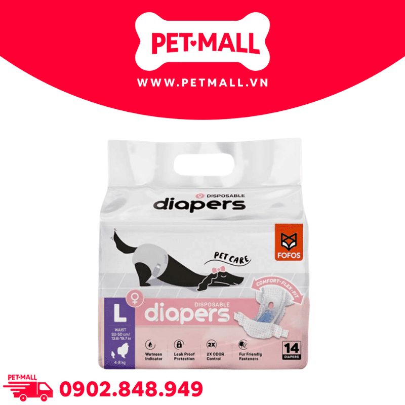 Tã cho chó cái Disposable female dog diaper - 14 miếng | Size L 4-8 kg Petmall