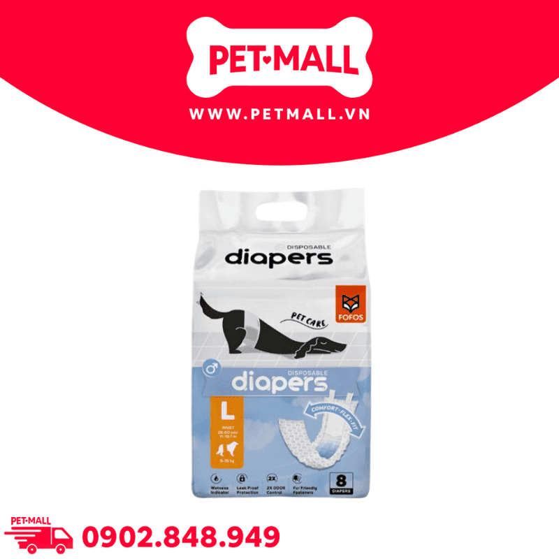 Tã cho chó đực Disposable male dog diaper - 8 miếng | Size L 6-16 kg Petmall