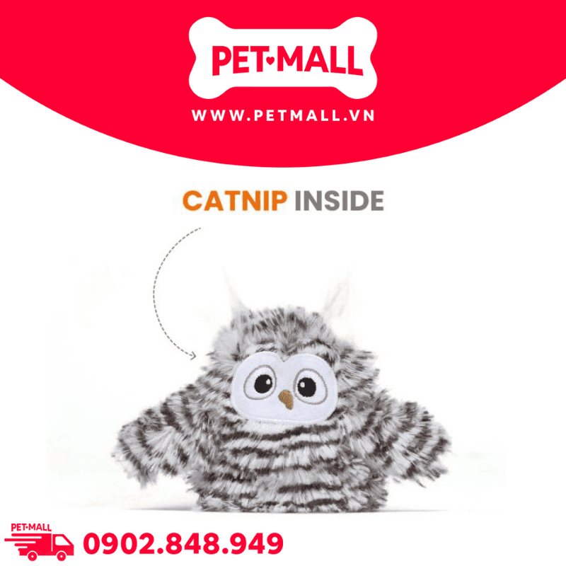 Đồ chơi FOFOS Swinging Owl Cat Toys Size 11x8cm - Thú bông hình chim cú kèm cáp sạc