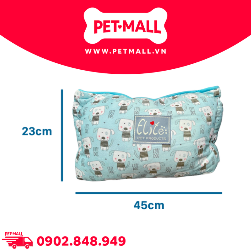 Nệm thú cưng Elite Cute Dog Size 45x45xH23cm - Hình vuông, màu Xanh