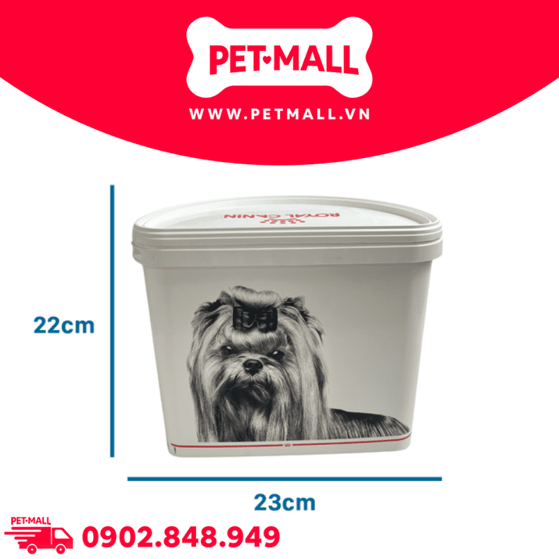 Thùng đựng thức ăn Royal Canin 2kg - Size 22x23cm - Hình chó Petmall