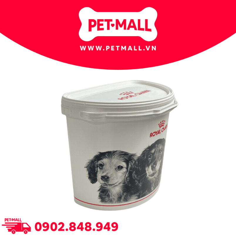 Thùng đựng thức ăn Royal Canin 2kg - Size 22x23cm - Hình chó Petmall