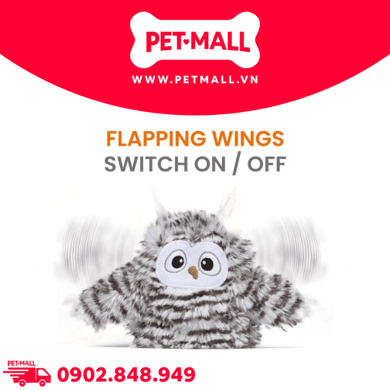 Đồ chơi FOFOS Swinging Owl Cat Toys Size 11x8cm - Thú bông hình chim cú kèm cáp sạc