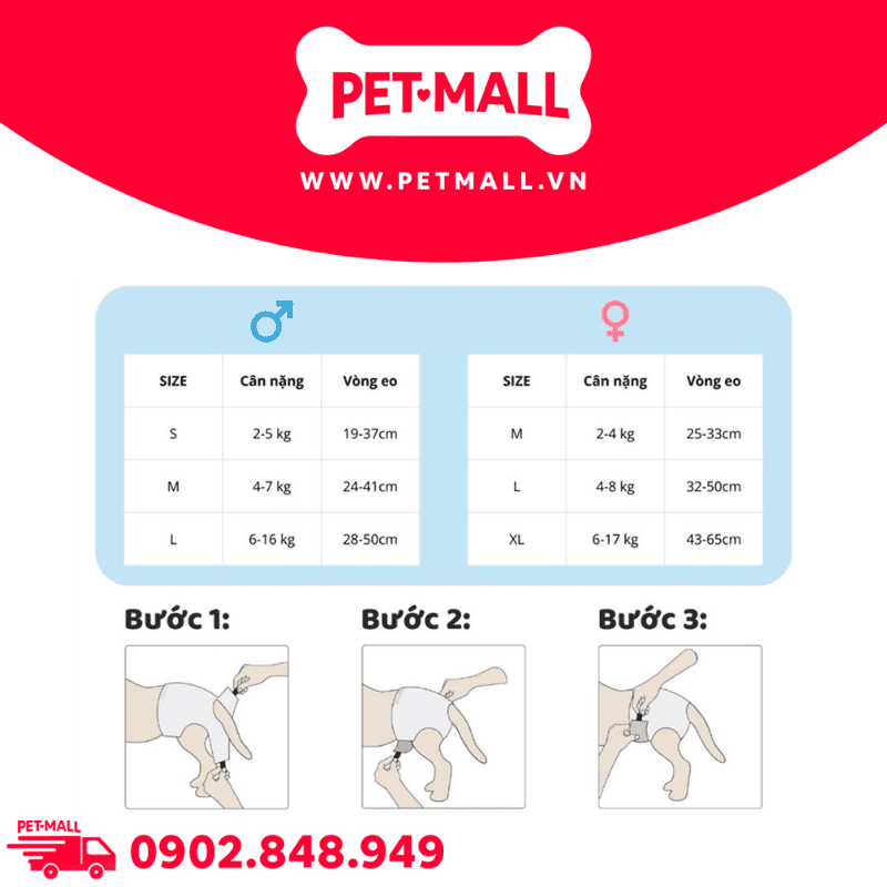 Tã cho chó đực Disposable male dog diaper - 8 miếng | Size L 6-16 kg Petmall