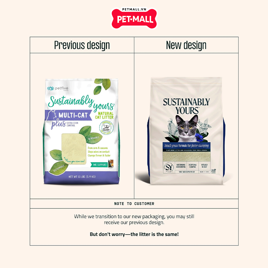 5.9KG - Cát vệ sinh hữu cơ hạt mịn Petfive Sustainably Yours Petmall