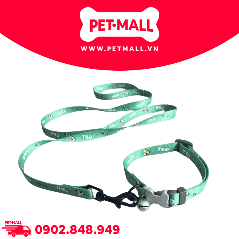 Set Dây + Vòng cổ Sonice Lucky Leash + Collar 10kg - 1.5cm Bơ xanh Petmall
