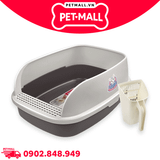 Khay vệ sinh mèo CATIDEA Cat Litter Box Size XL - 63x46x25cm  | Màu Xám - Tặng kèm xẻng Petmall