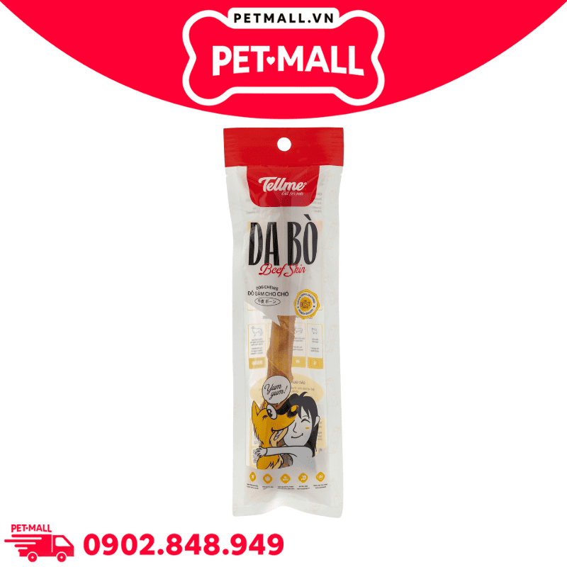 Treats gặm Tellme Cow Skin Bone size 21cm M.1 - 30g - Da bò thật Petmall