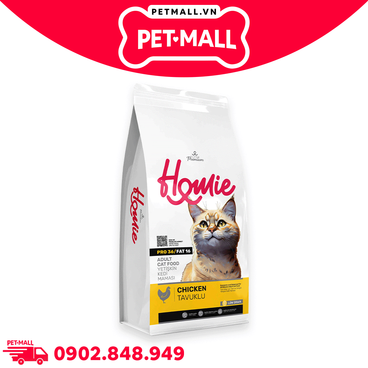 12KG - Thức ăn mèo Homie Adult Cat - Chicken - Mèo lớn vị gà Petmall