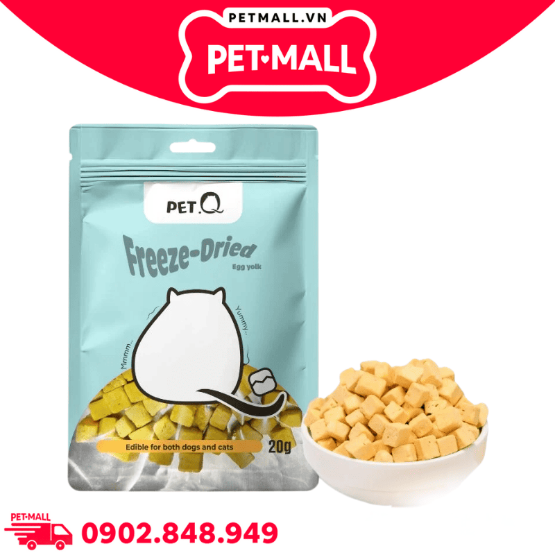 20G - Thức ăn đông khô cho chó mèo QQ Freeze-Dried Egg Yolk - Lòng đỏ trứng gà đông khô hỗ trợ hệ miễn dịch, làm đẹp lông Petmall