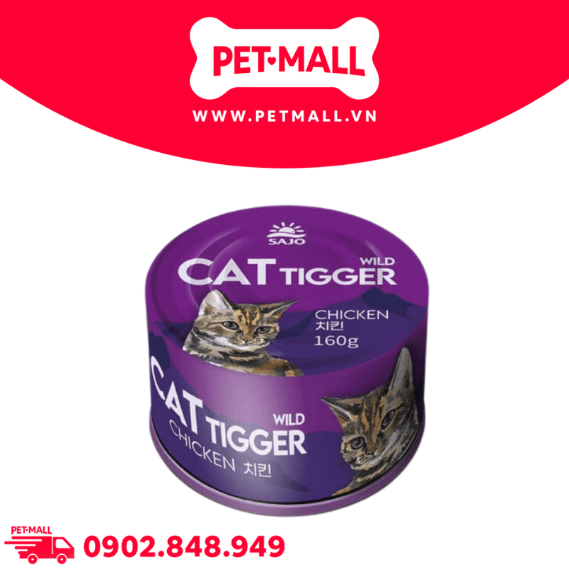 Combo Pate mèo Cat Tigger Wild Chicken 160g - 6 lon - Thịt gà Petmall