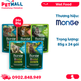 Combo 24 Gói 85G - Pate mèo Monge Bwild Chunkies in Gravy - Mix vị Petmall