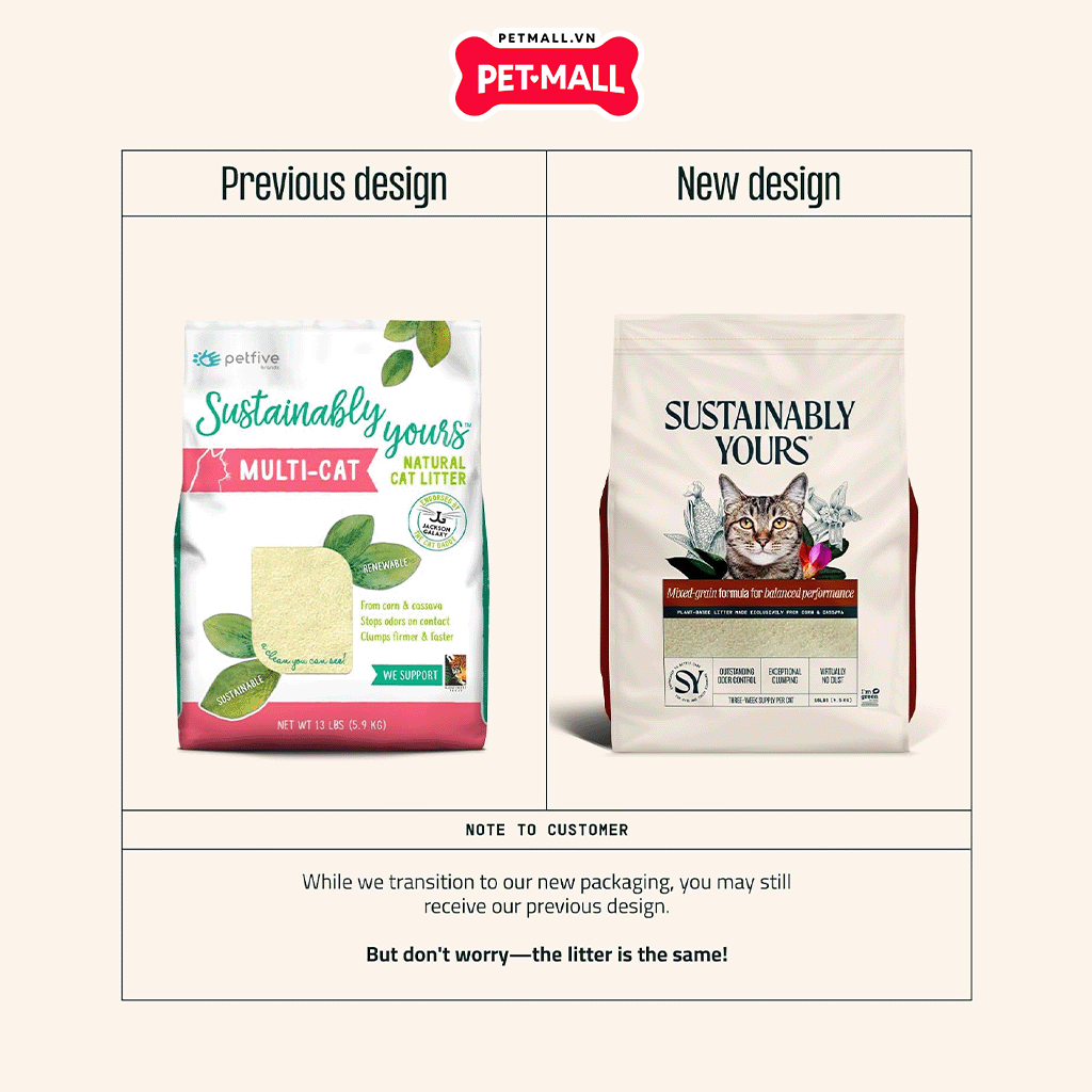 5.9KG - Cát vệ sinh hữu cơ hạt mix Petfive Sustainably Yours Petmall