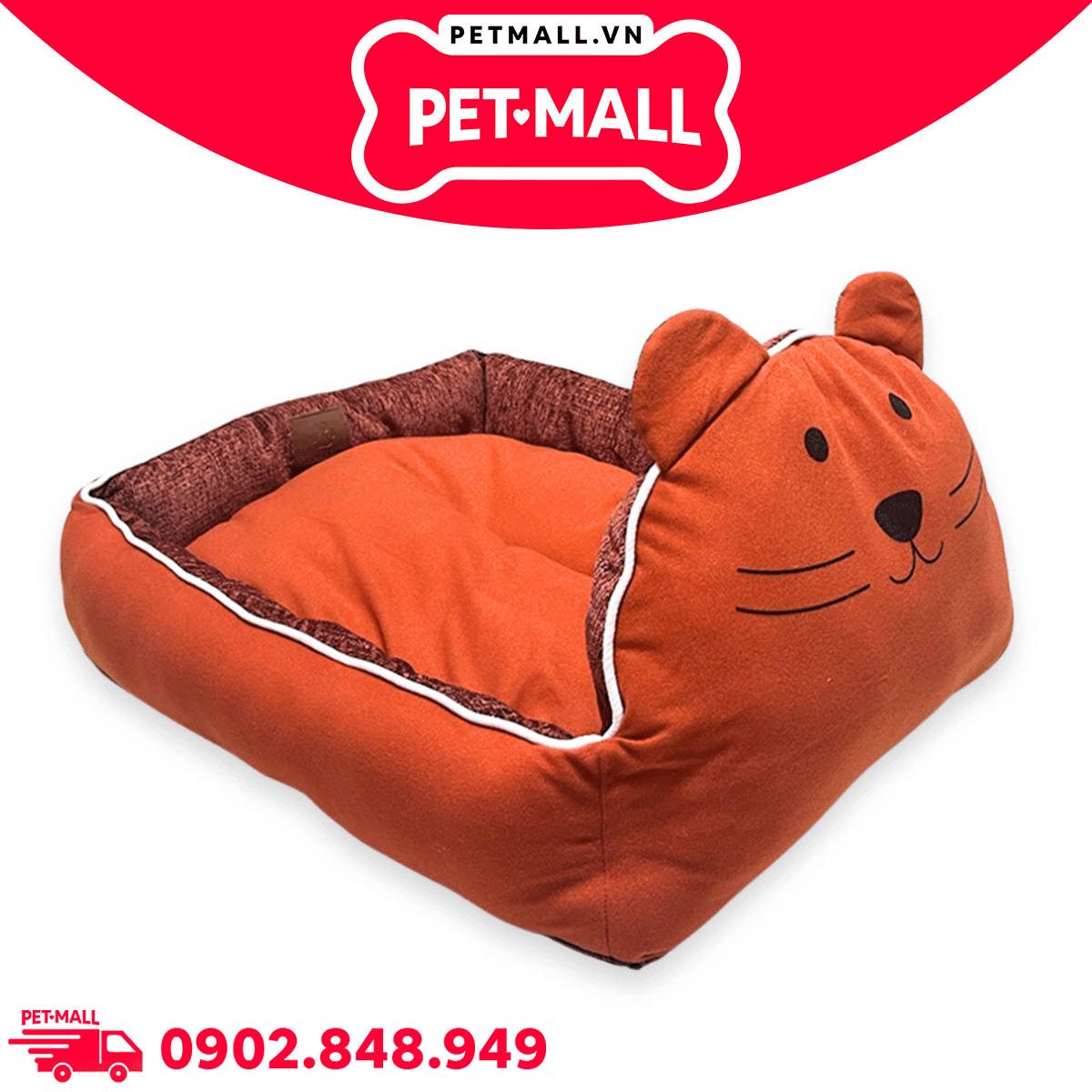 Nệm SONICE Big Bear Pet bed hình gấu size L - 45 x 55 x 14 cm | Màu cam Petmall
