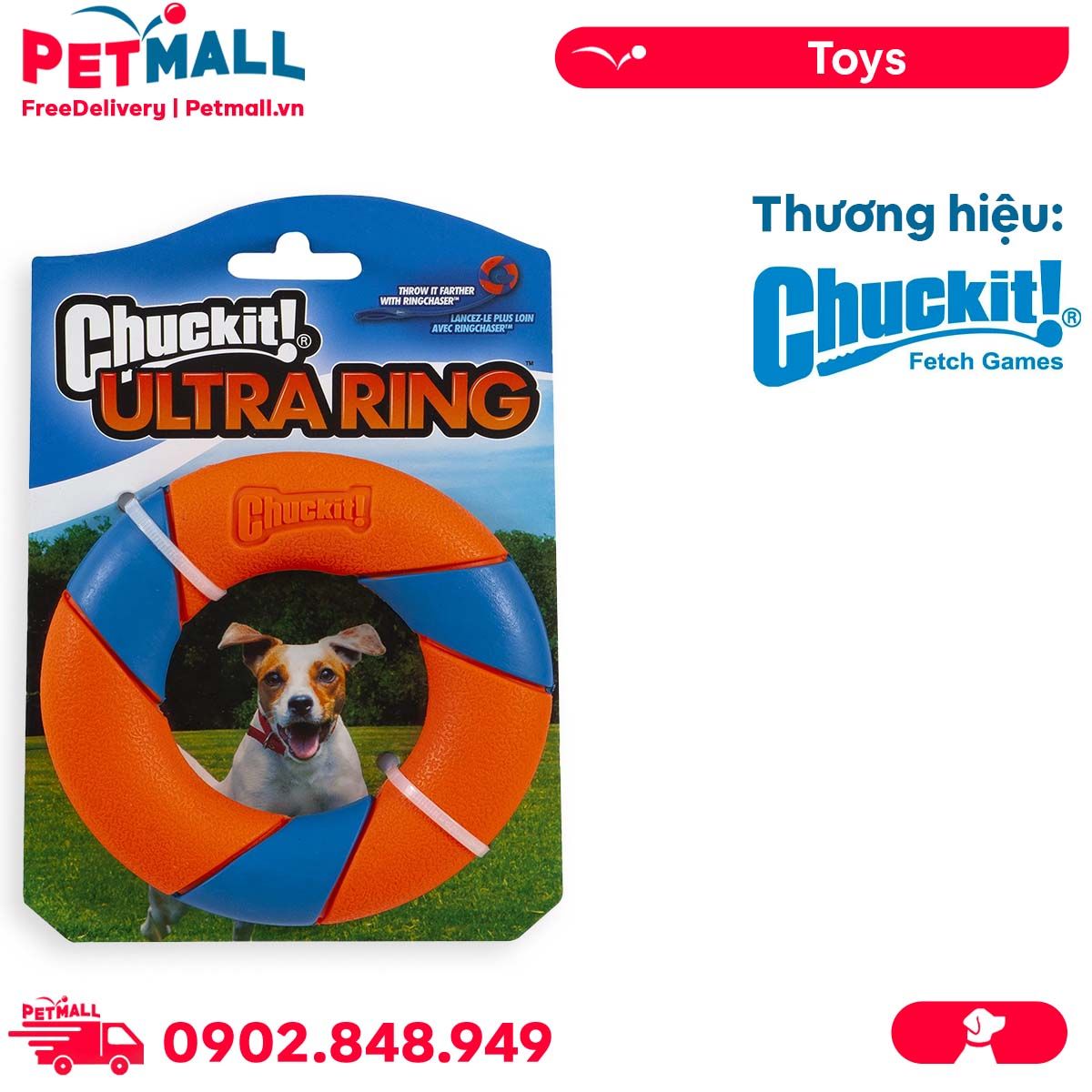 ch i Chuckit Ultra Ring Dog Toy T ng c ng v n ng va ph n x P PETMALL.VN