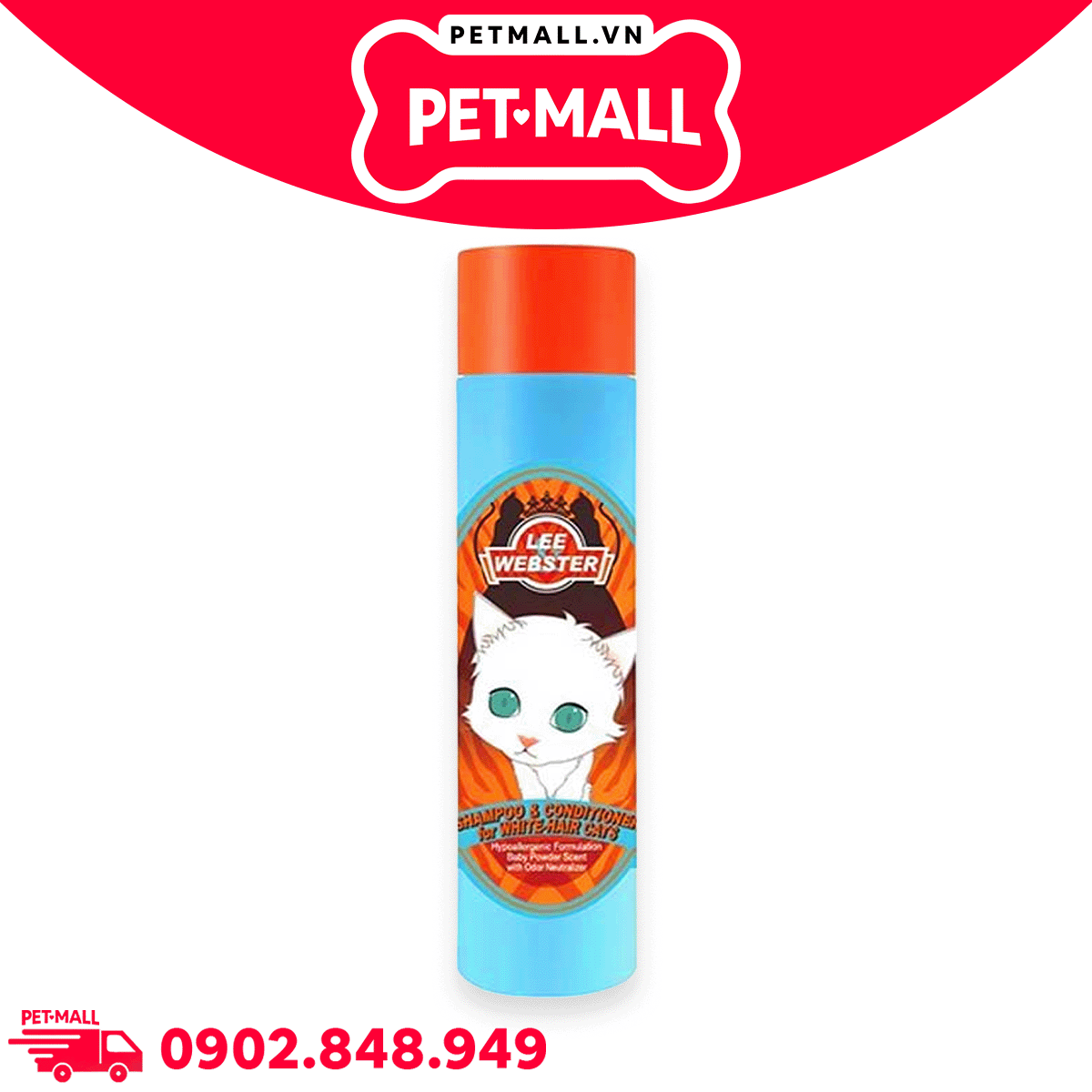 Sữa tắm và xả Lee & Webster Shampoo and Conditioner for White-hair cats 280g - Cho mèo lông lông trắng Petmall