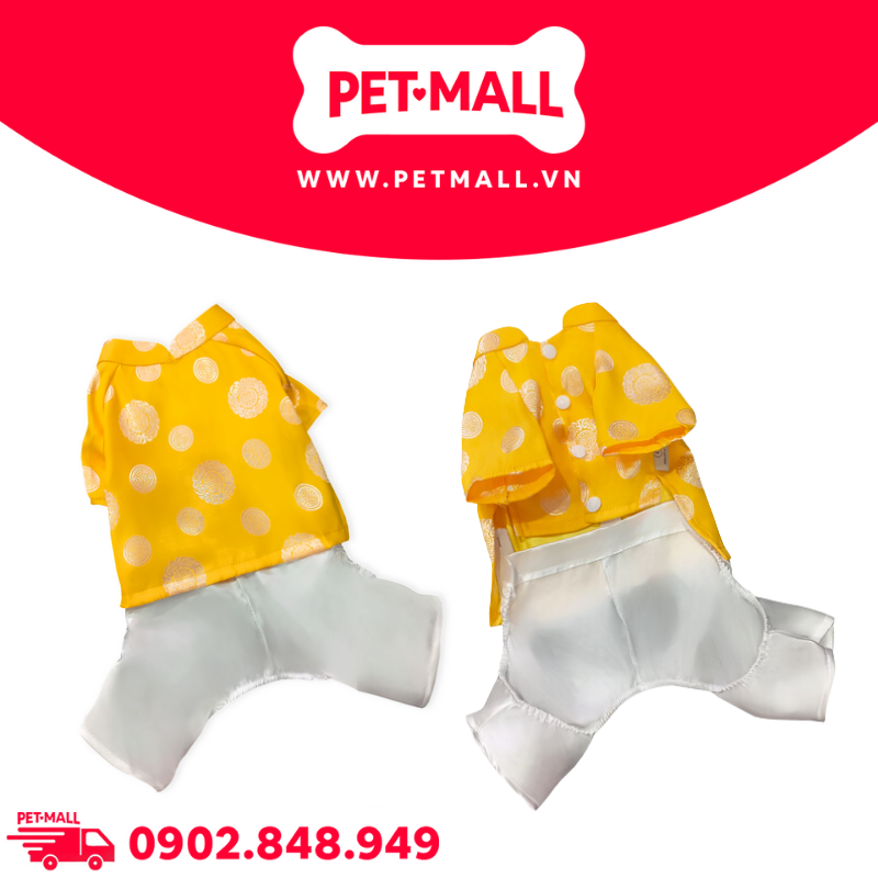 Áo dài tết SONICE T-Shirt - Gấm cát tường màu Vàng Petmall