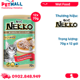 Hộp 12 Gói 70g - Pate mèo NEKKO GRAVY Tuna & Chicken - Cá ngừ và Gà Petmall