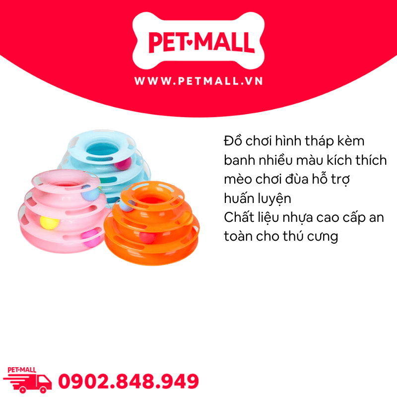 Đồ chơi tháp bóng 3 tầng SONICE Tower of Tracks SP410 - Kèm banh, hỗ trợ vận động Petmall