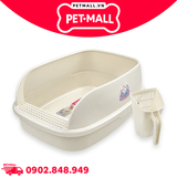 Khay vệ sinh mèo CATIDEA Cat Litter Box Size XL - 63x46x25cm | Màu Trắng Kem - Tặng Kèm Xẻng Petmall