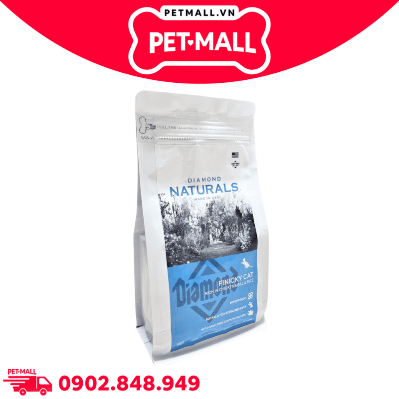 Gói 500g - Thức ăn mèo Diamond Naturals Finicky Cat Rich in chicken meal & rice - Vị Gà và Gạo, dành cho mèo kén ăn
