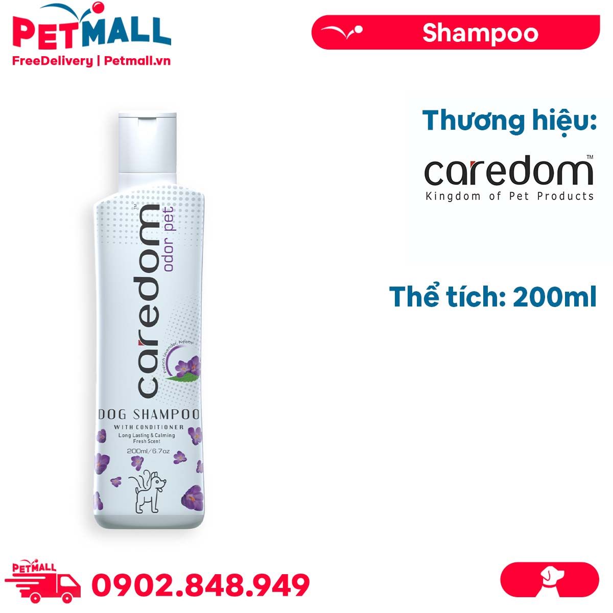 Sữa tắm Caredom khử mùi cho chó 200ml Petmall