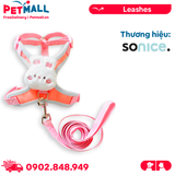 Set yếm + dây dắt SONICE Bechon Pink Rabbit - Hình thỏ hồng Petmall