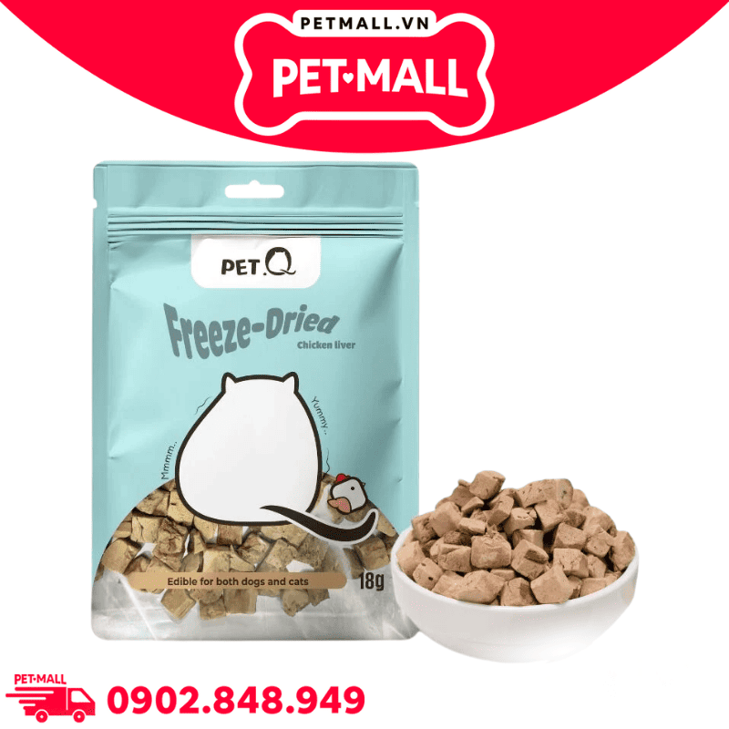 Combo 5 Gói 18G - Thức ăn đông khô cho chó mèo QQ Freeze-Dried Chicken Liver - Gan gà đông khô hỗ trợ thị lực, tăng sức đề kháng dành cho cả chó và mèo Petmall