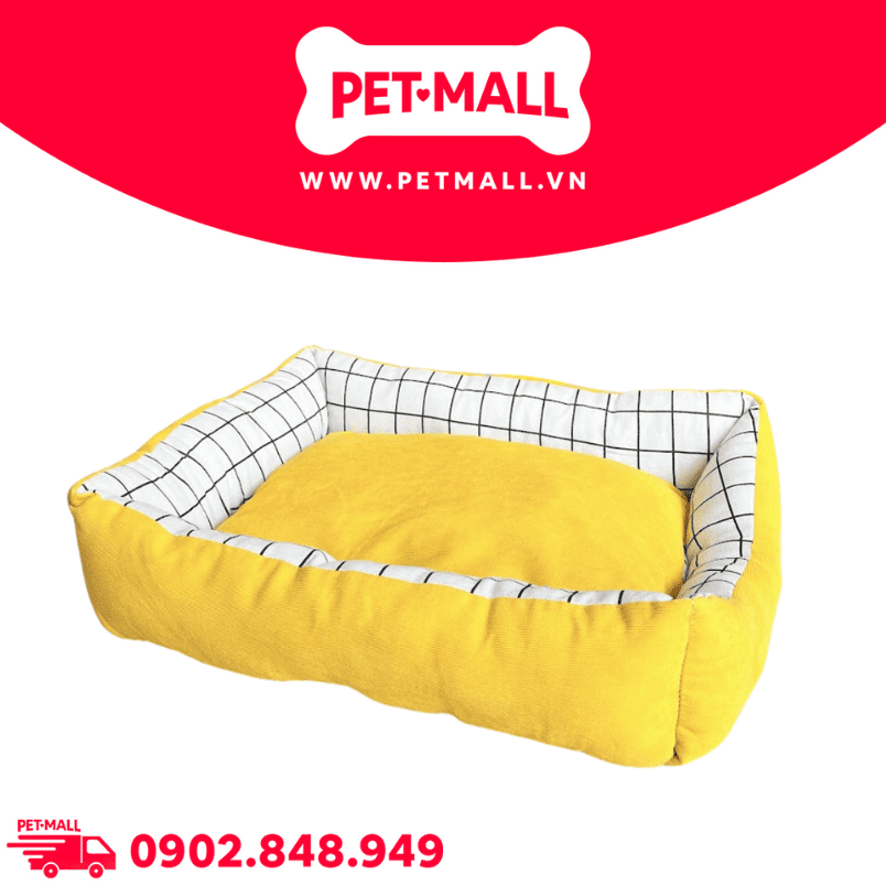 Nệm SONICE Yellow Caro Pattern Pet Bed - Size S 45 x 35 x 13cm Petmall