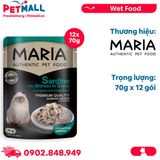 Hộp 12 Gói 70G - Pate mèo MARIA Sardine with Shirasu in Gravy - Vị Cá ngừ và Cá mòi Petmall