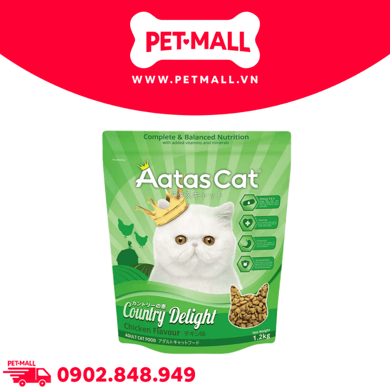 Thức ăn mèo Aatas Country Delight Chicken Flavour Adult 1.2kg - Thịt gà Petmall